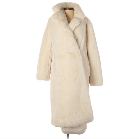 Hugo Boss White Faux Fur Coat 